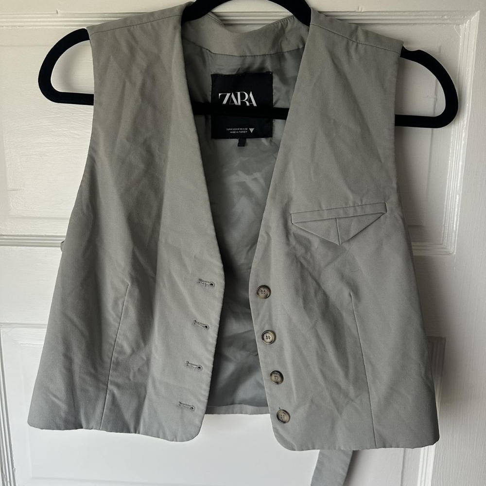 Zara Light Gray Tailored Vest